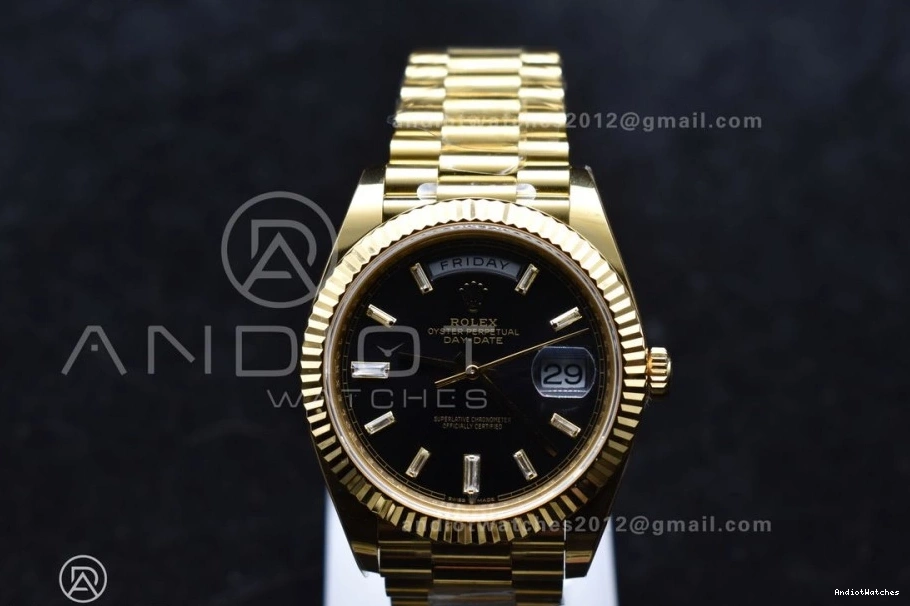 Soft 1:1 Date Bracelet ARF Weight) Crystal On President (Gain 656 Best YG Day Edition Black Dial 228238 VR3255 40 0228